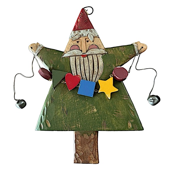 Hand Carved Resin Santa Claus Tree Toper Ornament 8” Whimsical Folk Art - Picture 1 of 4